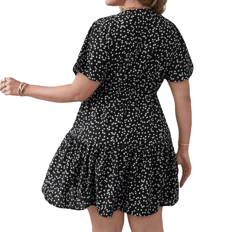 Sweet style short sleeve love print dress women's plus size