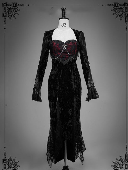 Limited Quantity Available - Romantic Goth Vampire Dress Velvet and Lace Mermaid Dress