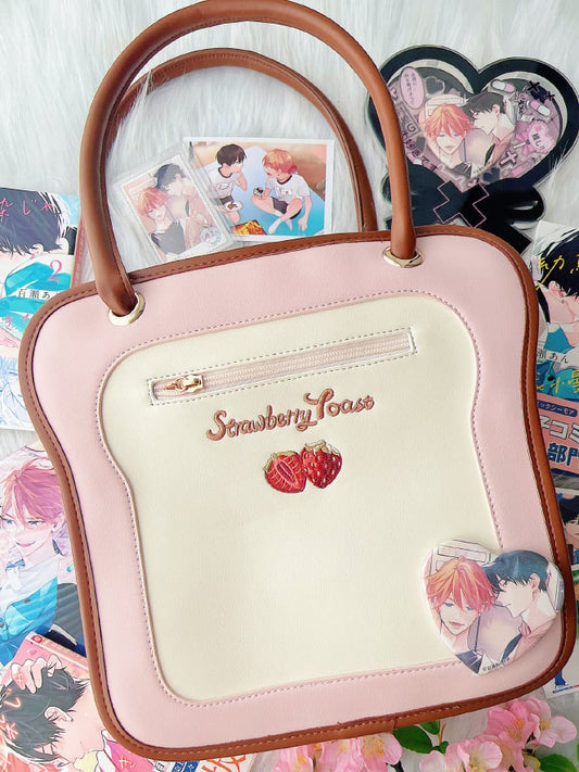 Pink Toast-shaped Ita Tote Bag with Bowknots