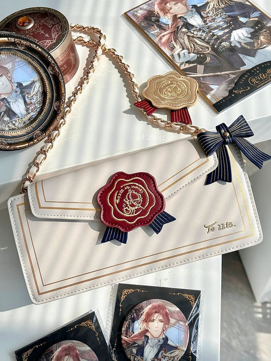 Rose Design Beige Envelope Shaped Crossbody Ita Bag