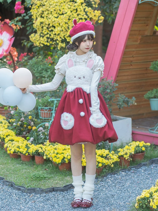 Clearance-Size S for Bust 90CM Souffle White Ruffle Trim Round Neck Autumn Knitted Top