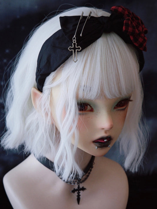 Black Bowknot With Pins And Cross Charm Details KC