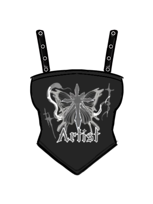 Plus Size Y2K Butterfly Print Black/White Cami Top