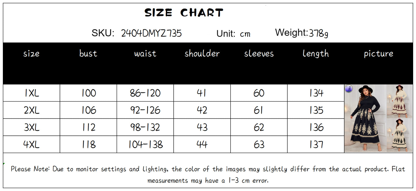 High-Waisted Autumn Long Sleeve Dress for Curvy Women