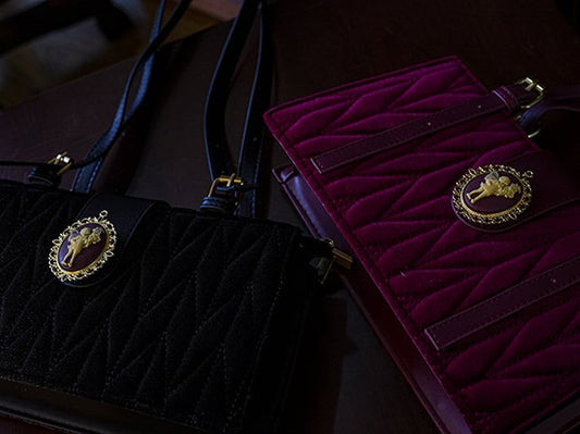 Black Little Angel Vintage Velvet Shoulder Bag