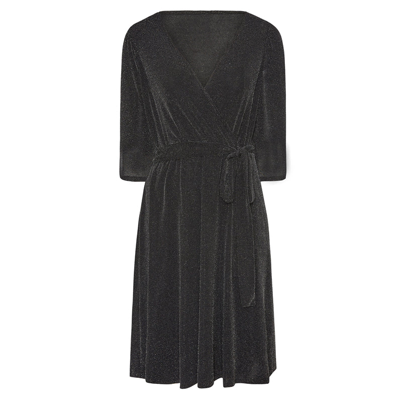 Retro bright silk V-neck dress