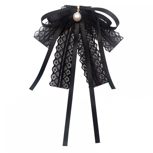 Black Lace Bow Brooch