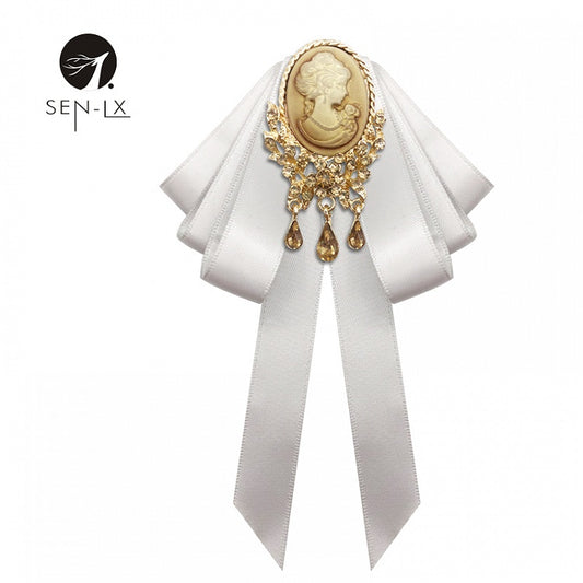 British Vintage Beauty Head Bow Brooch