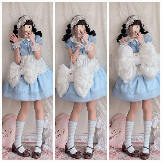 White Big Bow Backpack 3 Size Options