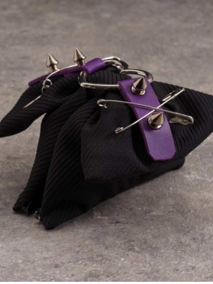 Black And Purple Heart Buckle With Studs And Pins Claw Clip