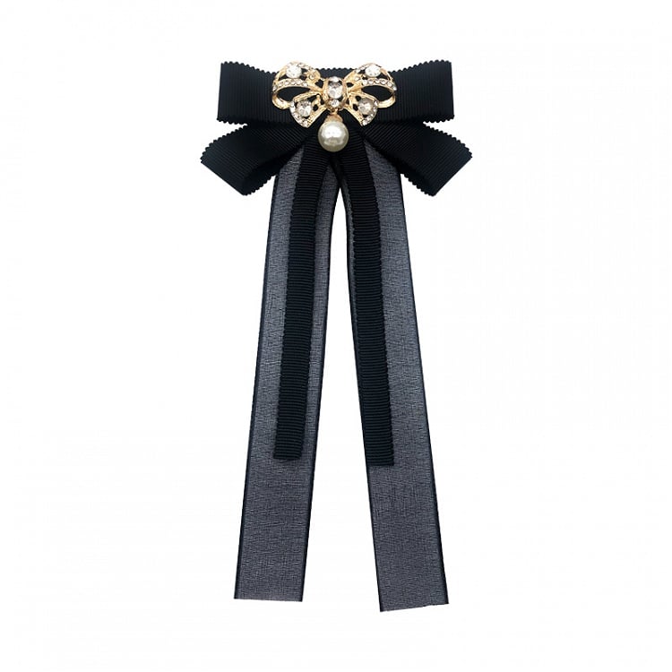 Chiffon Pearl Bow Brooch