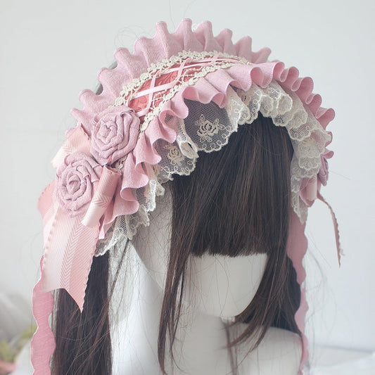 7 Color Options Floral Design Bowknot Details Ruffled Hairband