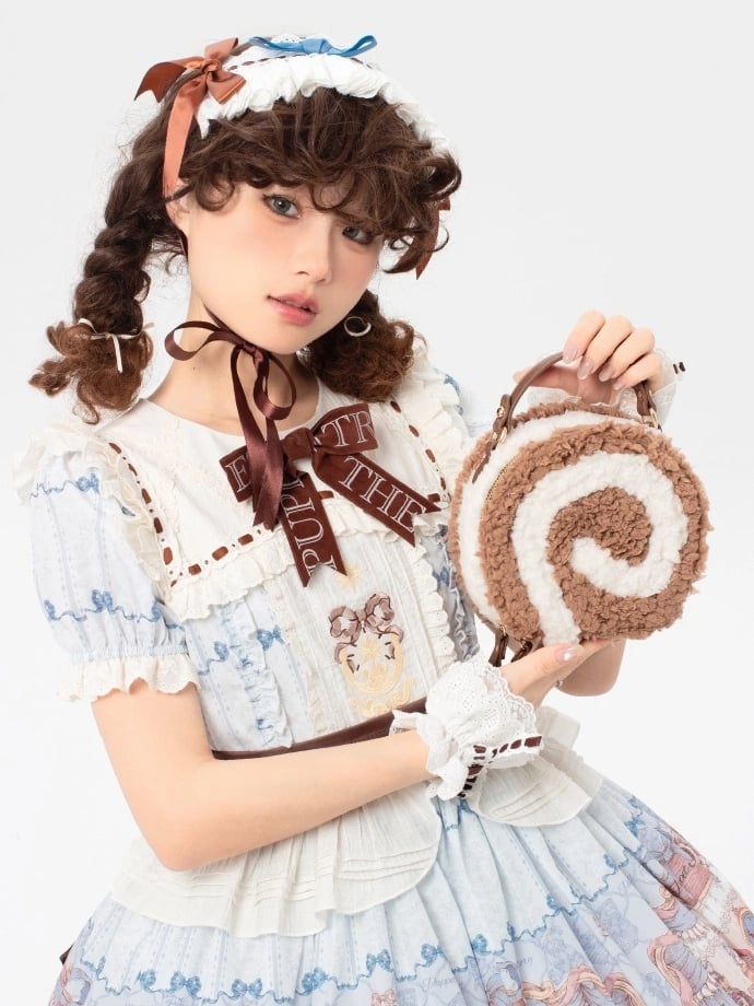 Dark Brown Kawaii Plush Round Shoulder Bag - Sweet Lolita Dessert Style