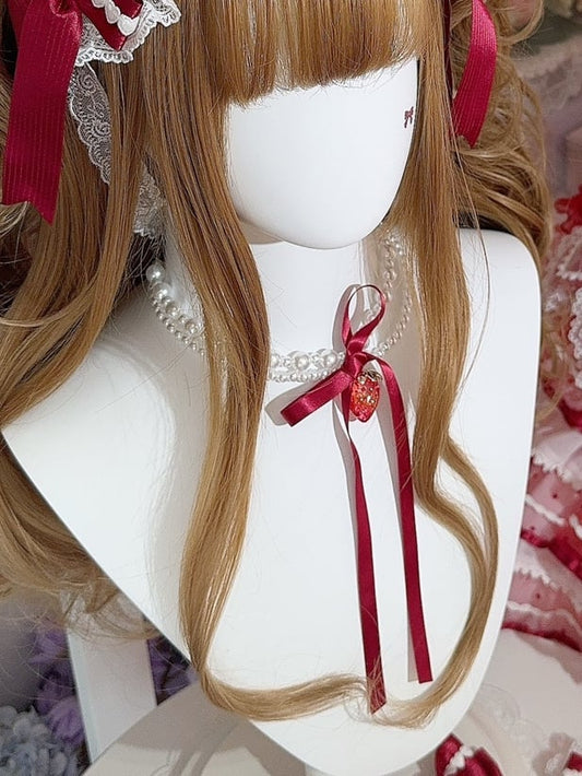 White Strawberry Pendant Beaded Necklace