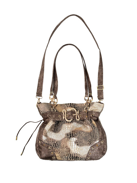 Brown Wasteland Punk Snakeskin Pattern Shoulder Bag