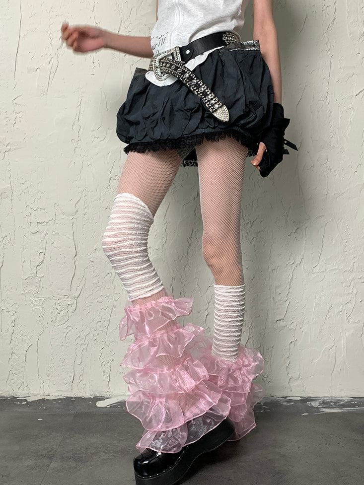 White Y2K Rhinestone Decorated Fishnet Design Tights