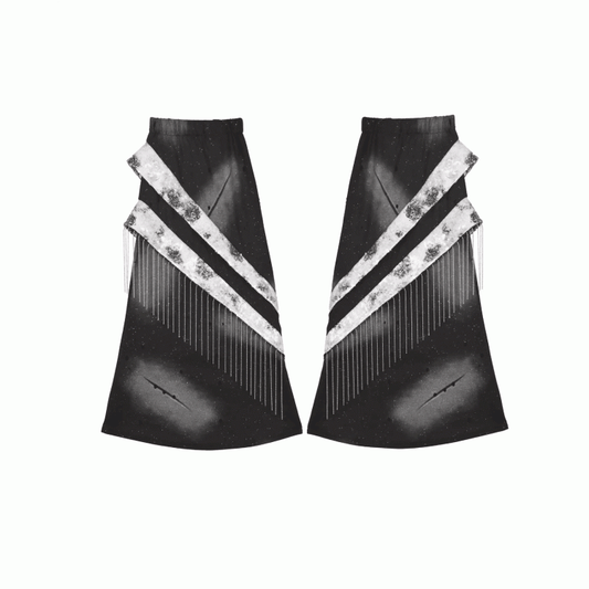 Black Y3K Fashion Futuristic Metal Fringe Cyberpunk Leg Warmers
