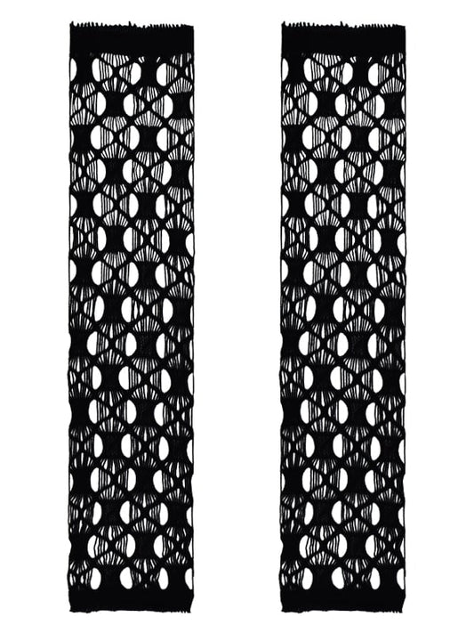 Gothic Black/White Fishnet Long Fingerless Gloves