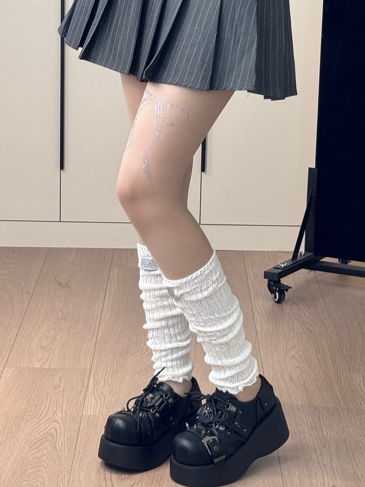 Nude Rhinestone Bowknot Decorated Tights