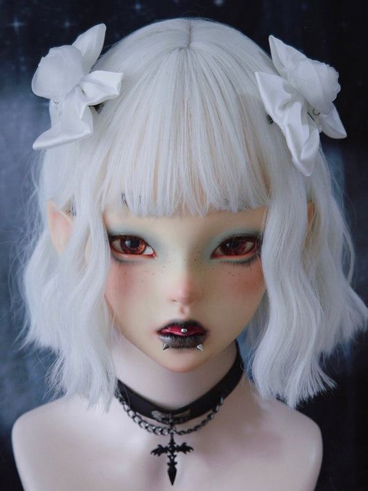 Cross Charm Gothic White Rose Bowknot Hairclips