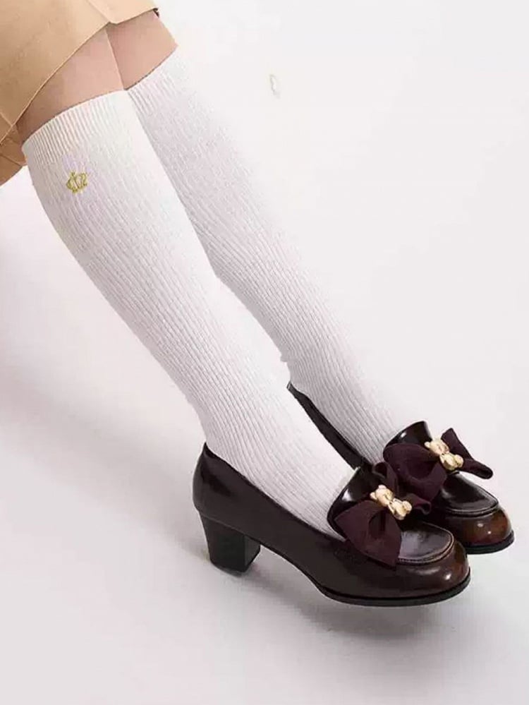 Brown Bear Decorated Bow at Top Loafers