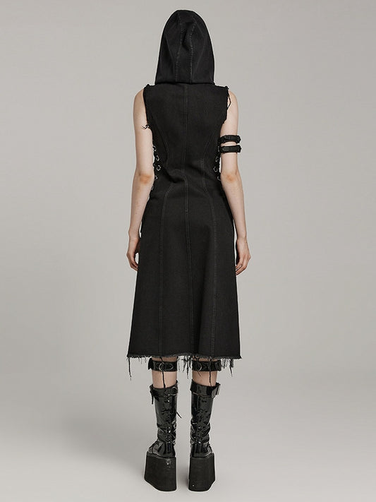 Black Punk Decayed Long Vest