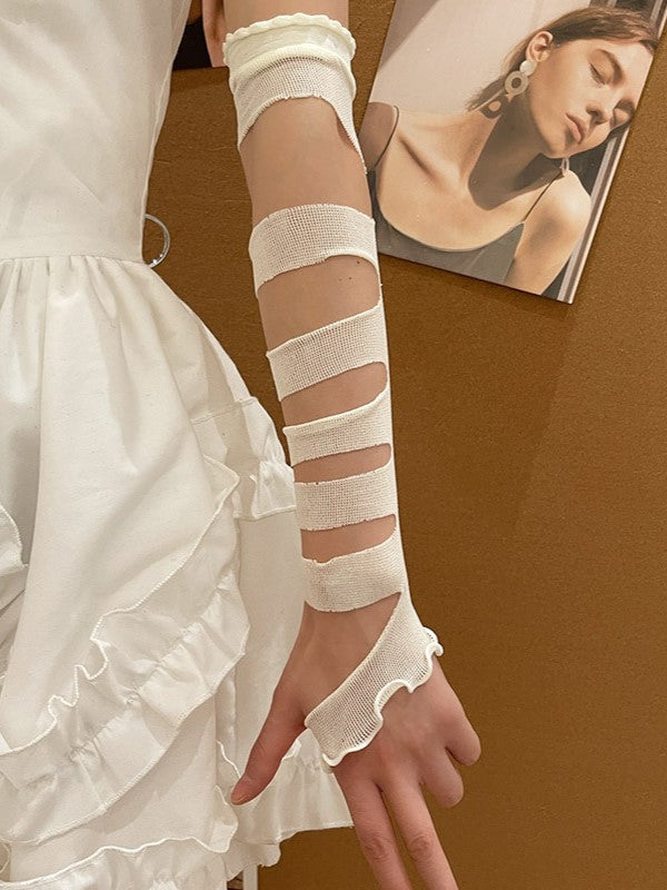 Black/White Y2K Lolita Ruffled Cuffs Bandage Sleeves