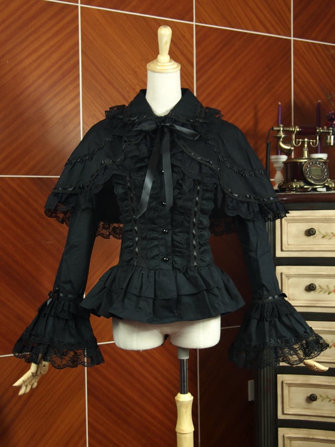 Trumpet Cuffs Vintage Shirt with Cape Design