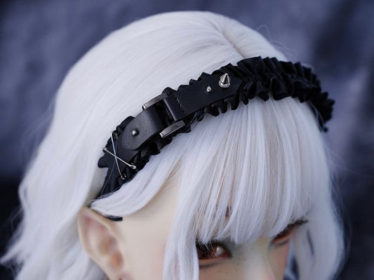 Stud Detail Black Gothic Ruffle KC