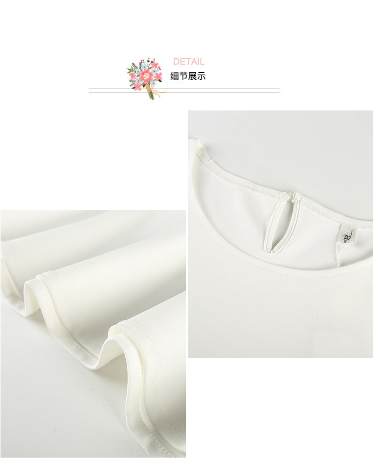 OL ruffle top back button T-shirt