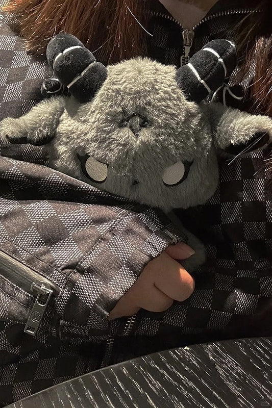 Black and Grey Gothic Evil Goat Plushie