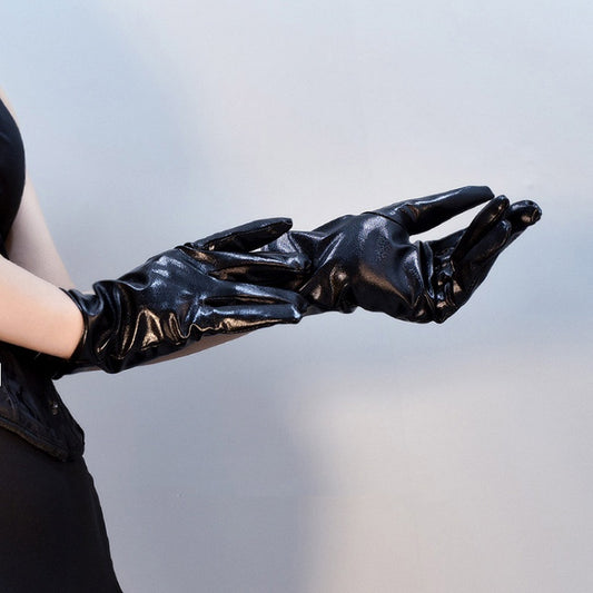 Cyberpunk Patent Silver / Black Gloves