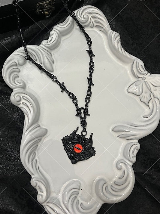 Red/Blue/Yellow/Orange Punk Rock Gothic Demon Eye Thorn Necklace