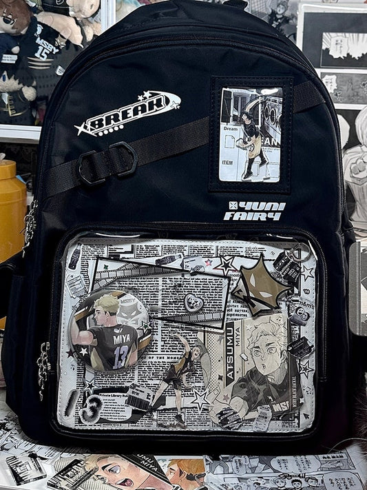Star Decoration Black Large Capacity Unisex Daily Ita Backpack