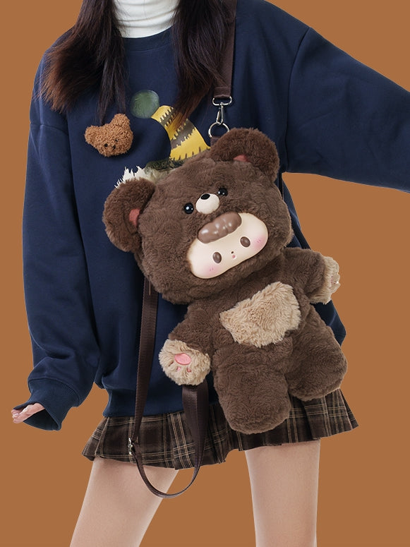 Brown 35cm Plush Bear Backpack Detachable Shoulder Straps