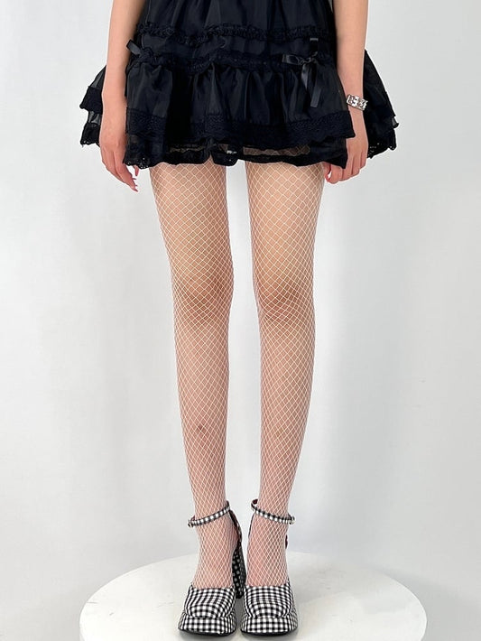 Black/White Y2K Small Version Fishnet Tights