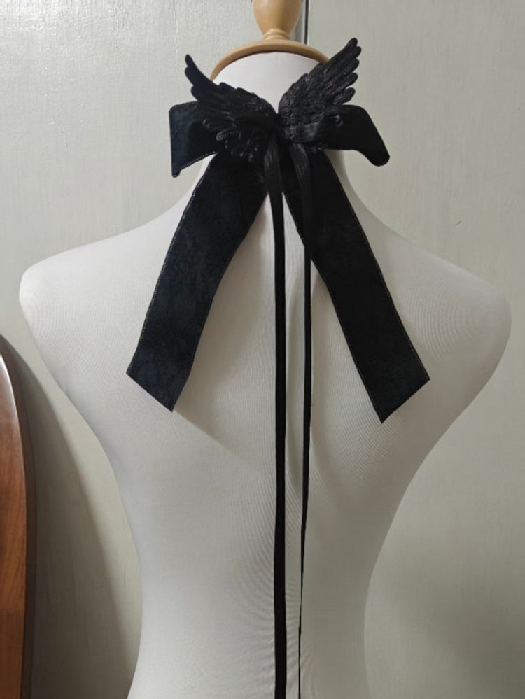 Black Wings and Bowknot Hairclip