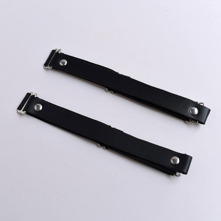 Black Cyberpunk Two Elastic PU Garters Set