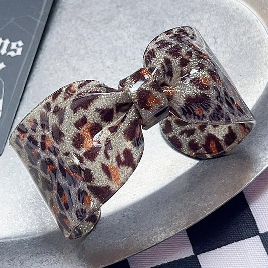 Brown Y2K Leopard Pattern Bowknot Cuff