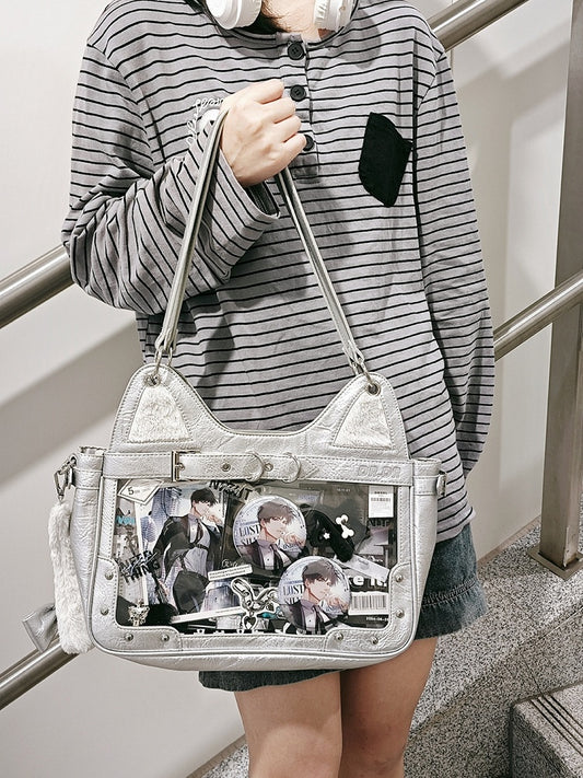 Silver Kitty Design Ita Shoulder Bag with Free Flush Charm