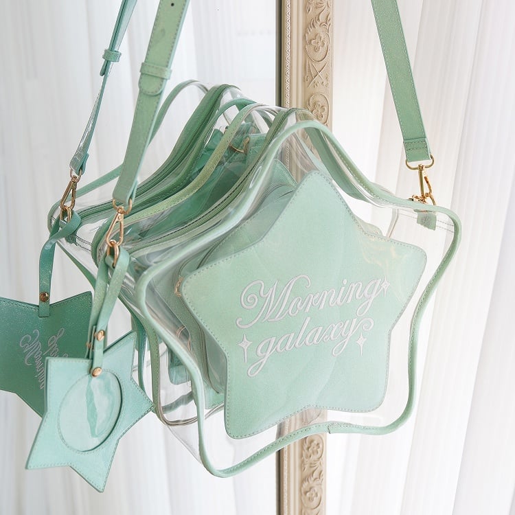 Green PU Star-shaped Ita Bag Set with Detachable Badge Charm