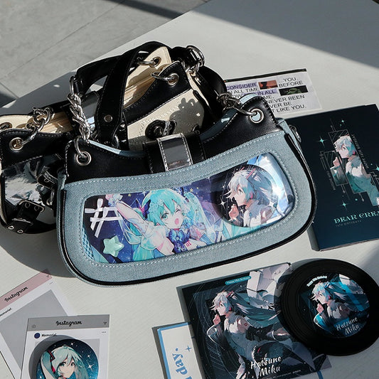 Blue and Black Skeleton Kitty Ita Bag