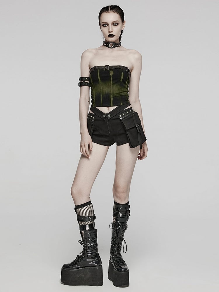 Black and Green Sexy Printed Tube Top