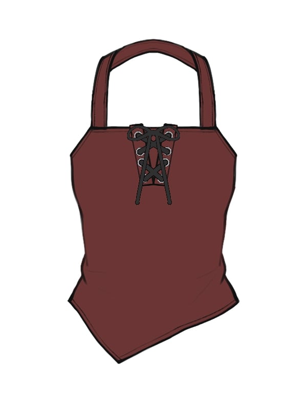 Plus Size Checked Pattern Black and Red Cropped Sweat Shirt / Red Halter Neck Top