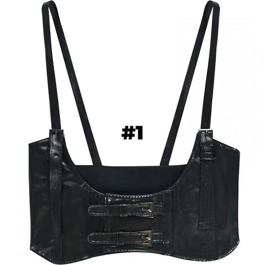 2 Options Black PU Buckle Corset Belt