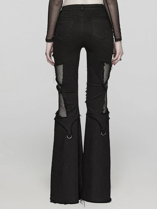Black Punk Hollow Cross Pants