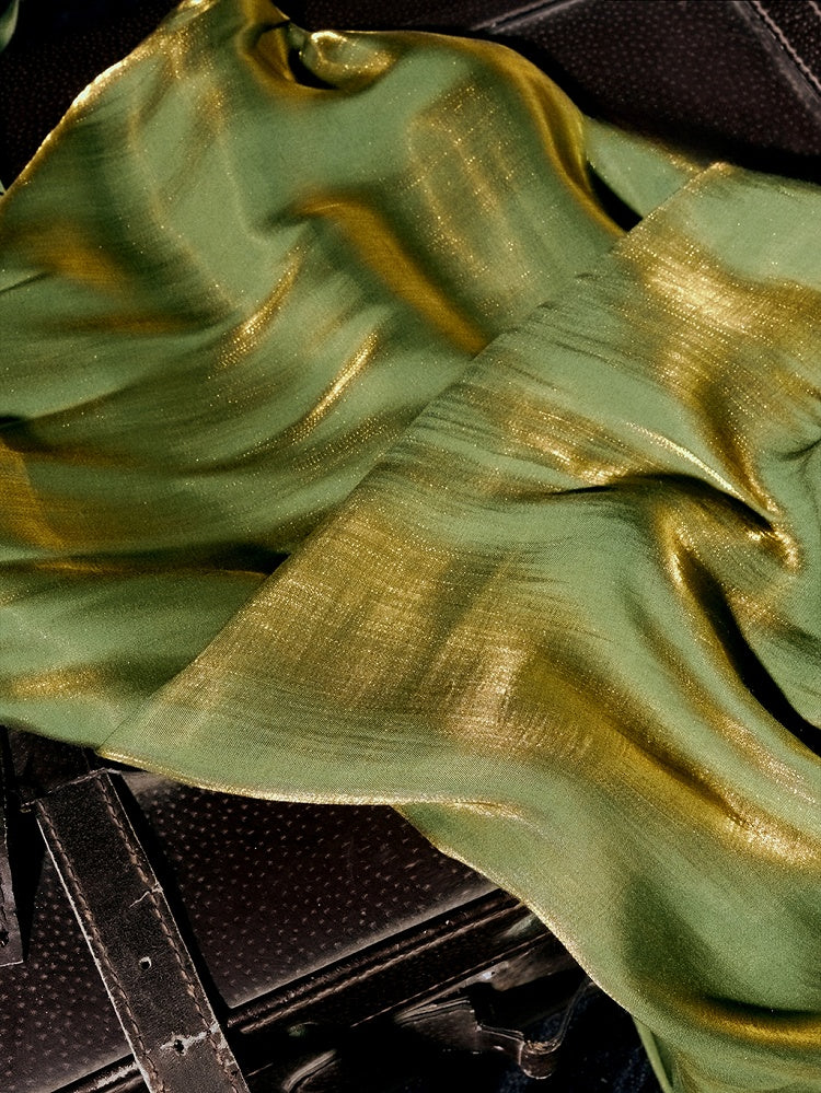 Green Asymmetrical Flounce Hem Summer Cami Dress