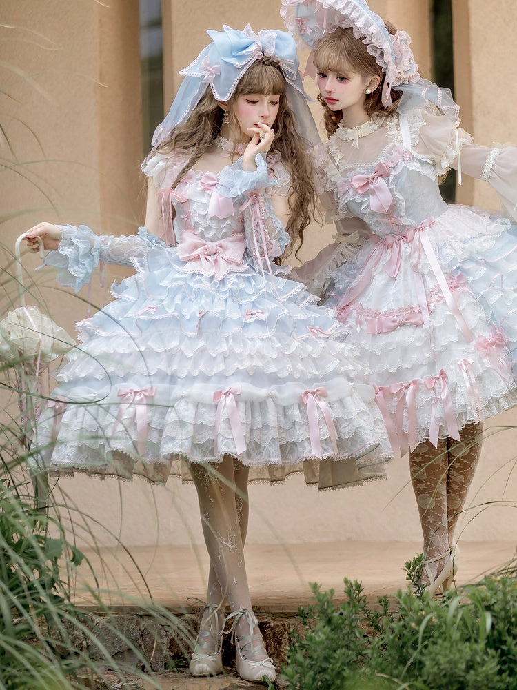 Blue / Purple & Pink Lace Wrist Cuffs