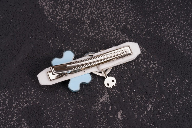 Bone Decorated White PU Heart Buckle Hairclip