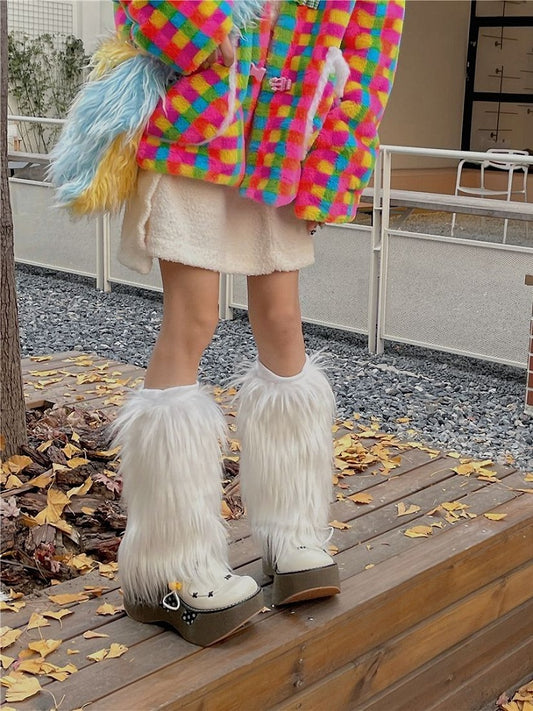 White Y2K 20CM/30CM/40CM Shaggy Leg Warmers